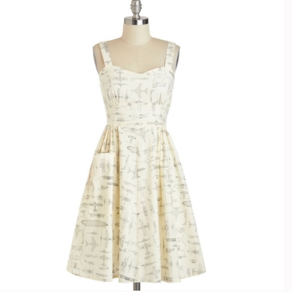 ModCloth On a Barrel Roll Airplane Print Dress